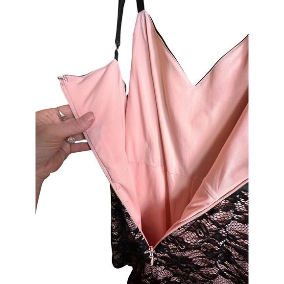 Vtg 90s BEBE Black Lace Overlay Baby Pink Lining Cocktail Party Sz M‎ Whimsigoth - Picture 7 of 16
